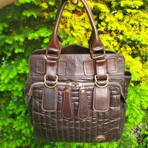 Chloé Bay Lambskin Quilted Satchel - Rich Brown